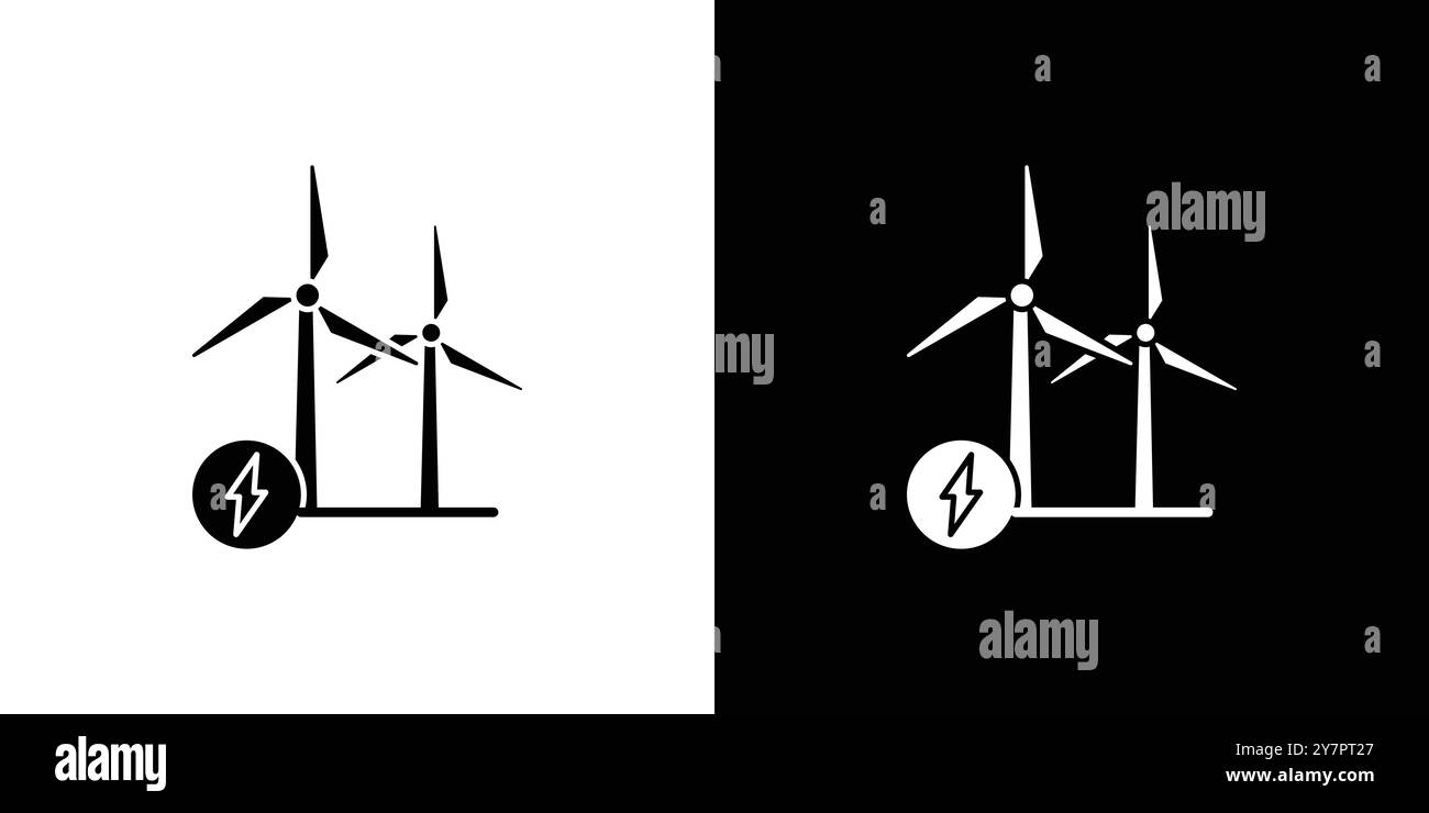 Wind power plant icon Flat thin line vector illustration art outline ...