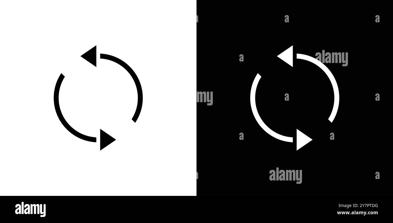 Synchronization icon Flat thin line vector illustration art outline set ...