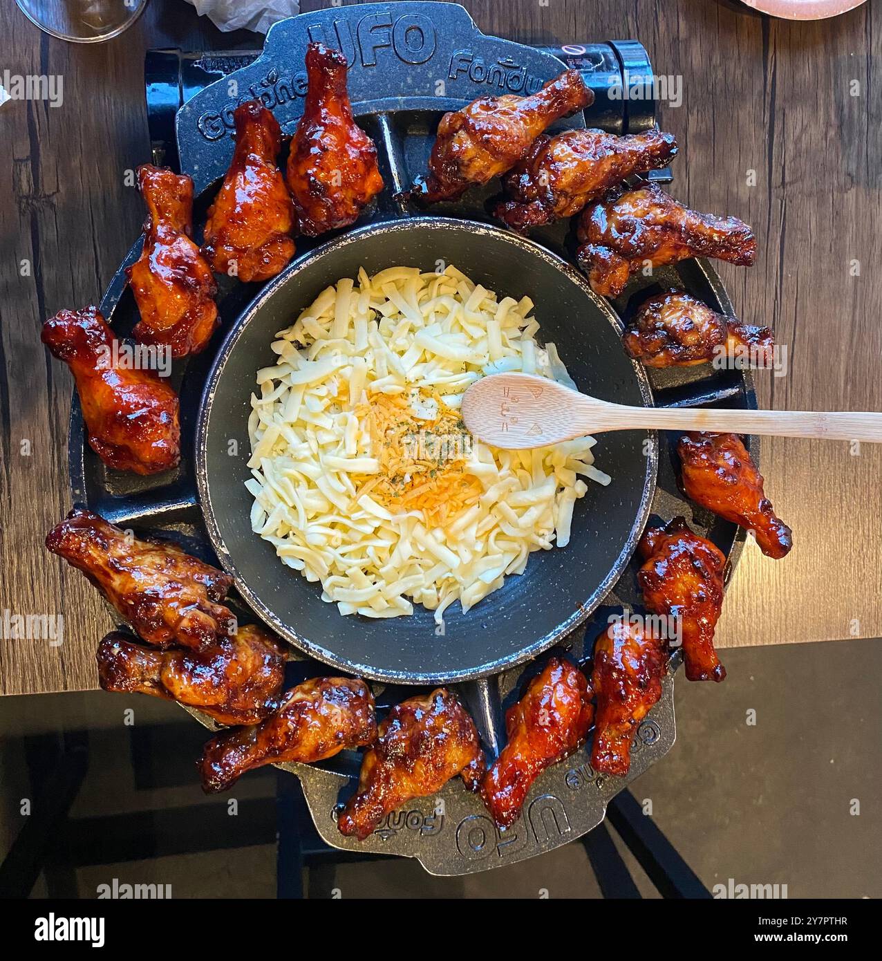 Korean UFO style fried chicken at Korean Town, Shin Okubo, Japan - Smartphone Captured Stock Image