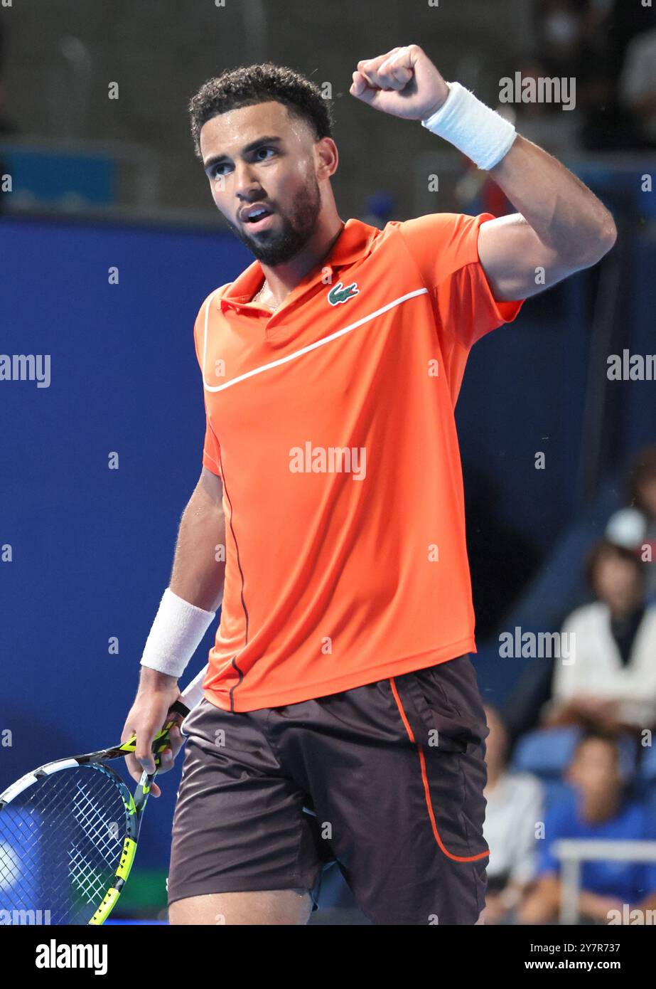 Tokyo, Japan. 1st Oct, 2024. Arthur Fils of Francei clinches his fist as he won a key point against his compatriot Ugo Humbert at the final match of the Japan Open Tennis championships at the Ariake Colosseum in Tokyo on Tuesday, October 1, 2024. (photo by Yoshio Tsunoda/AFLO) Credit: Aflo Co. Ltd./Alamy Live News Stock Photo