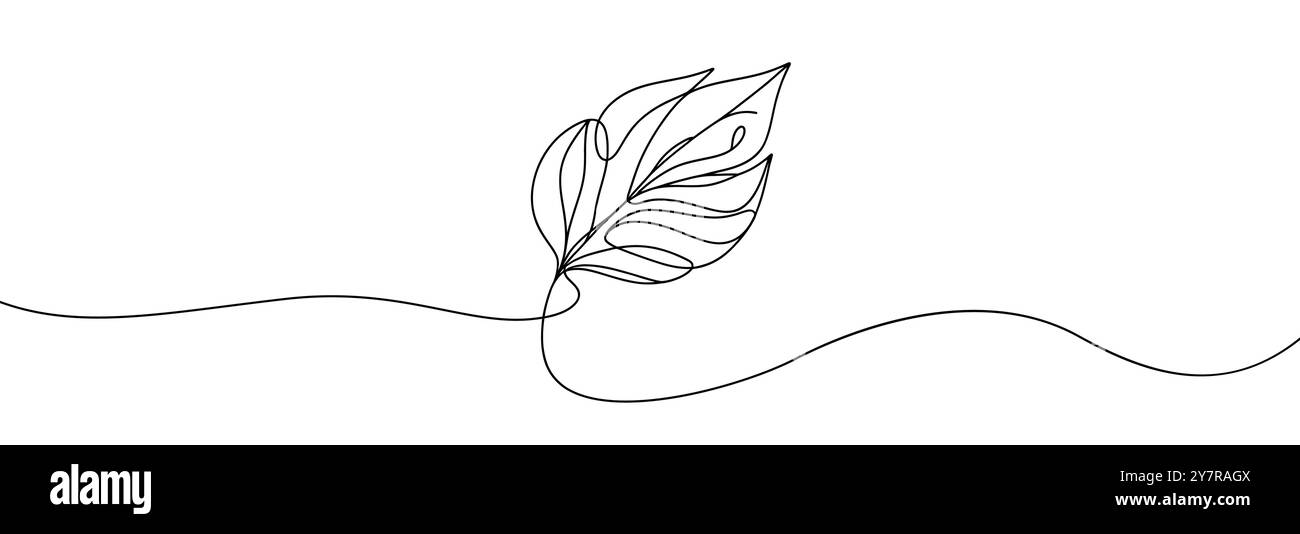 Continuous line drawing of leaf icon. One line drawn leaf. Vector ...