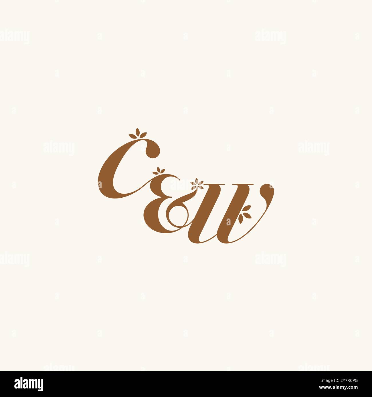 beauty bold monogram leaf logo organic and nature concept CW initial ...
