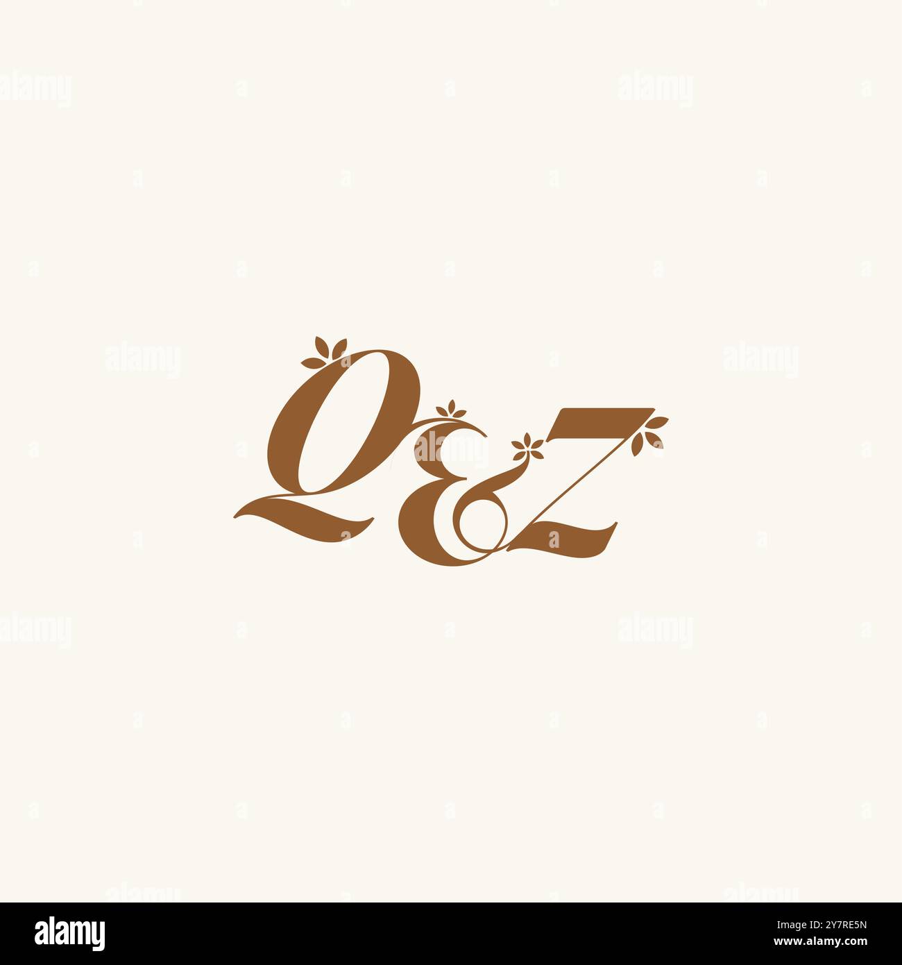 beauty bold monogram leaf logo organic and nature concept QZ initial ...