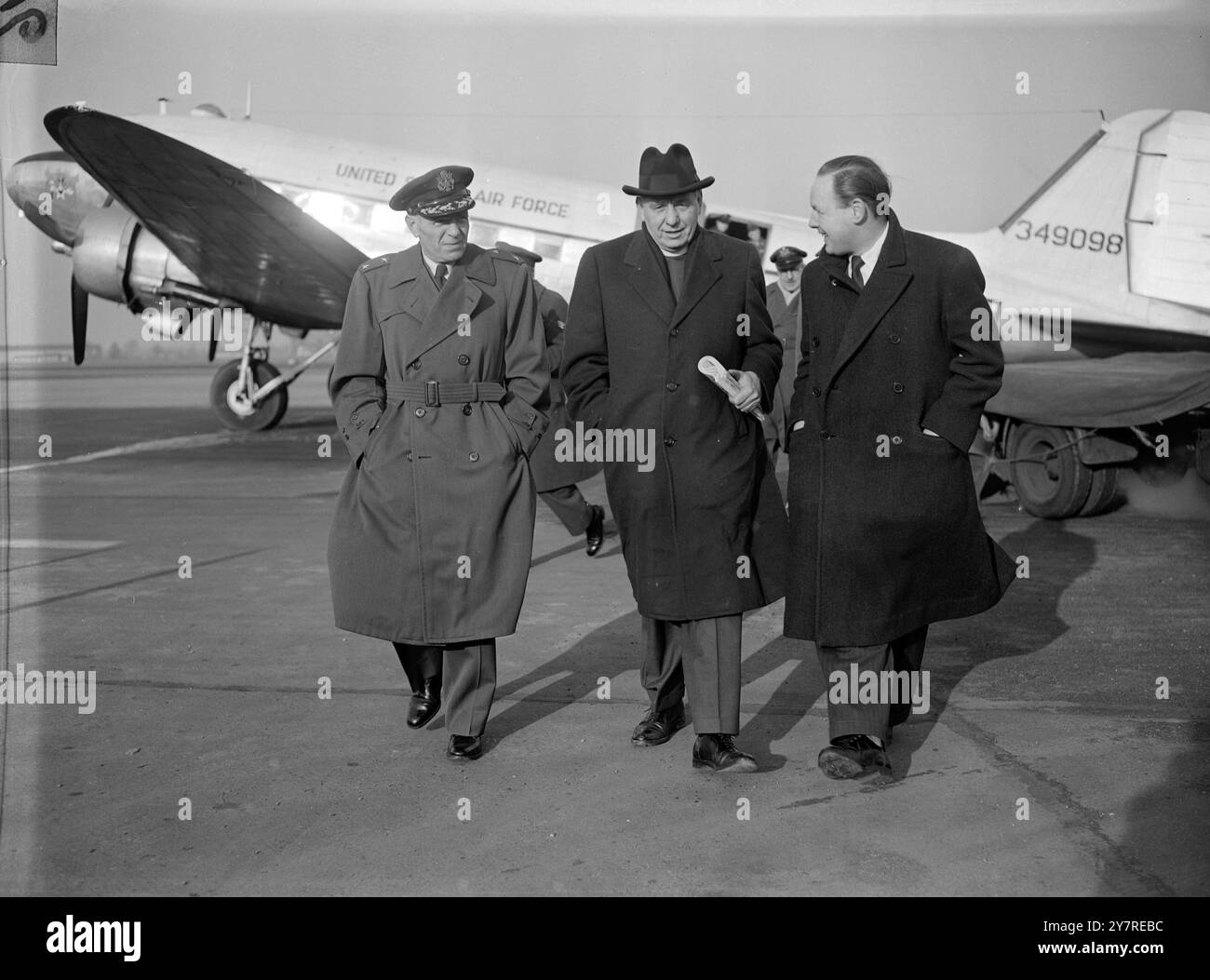 General Wally Roode Bishop Pardue (centre) was met at Northolt Airport, London, by Major ...