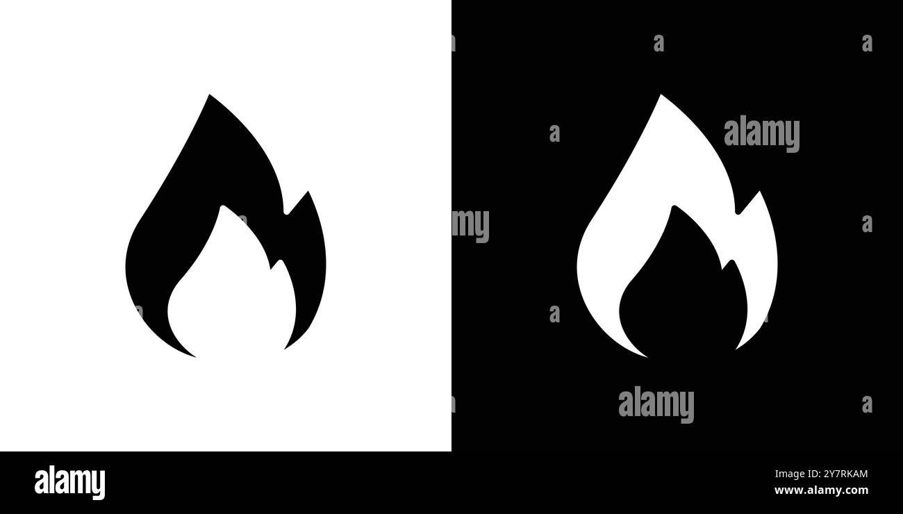 Flame fire icon vector line logo mark or symbol set collection outline ...