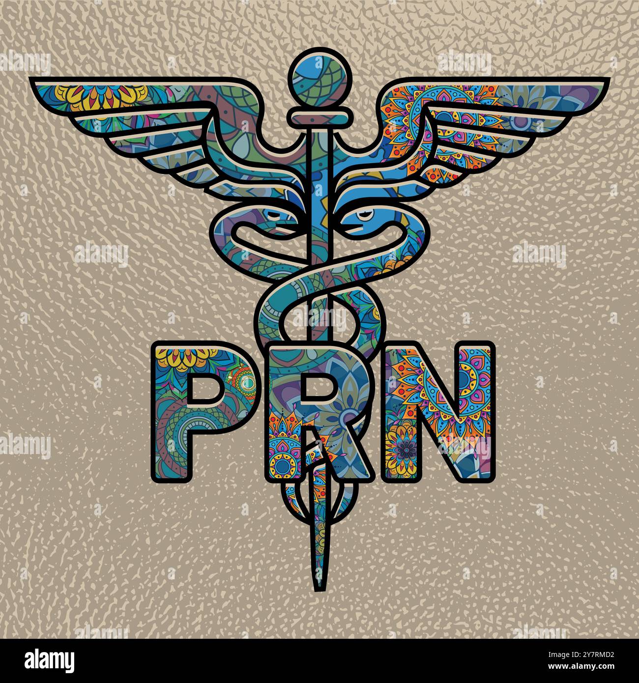 PRN Nurse, coloring medical symbol with PRN text, Caduceus Symbol, PRN ...