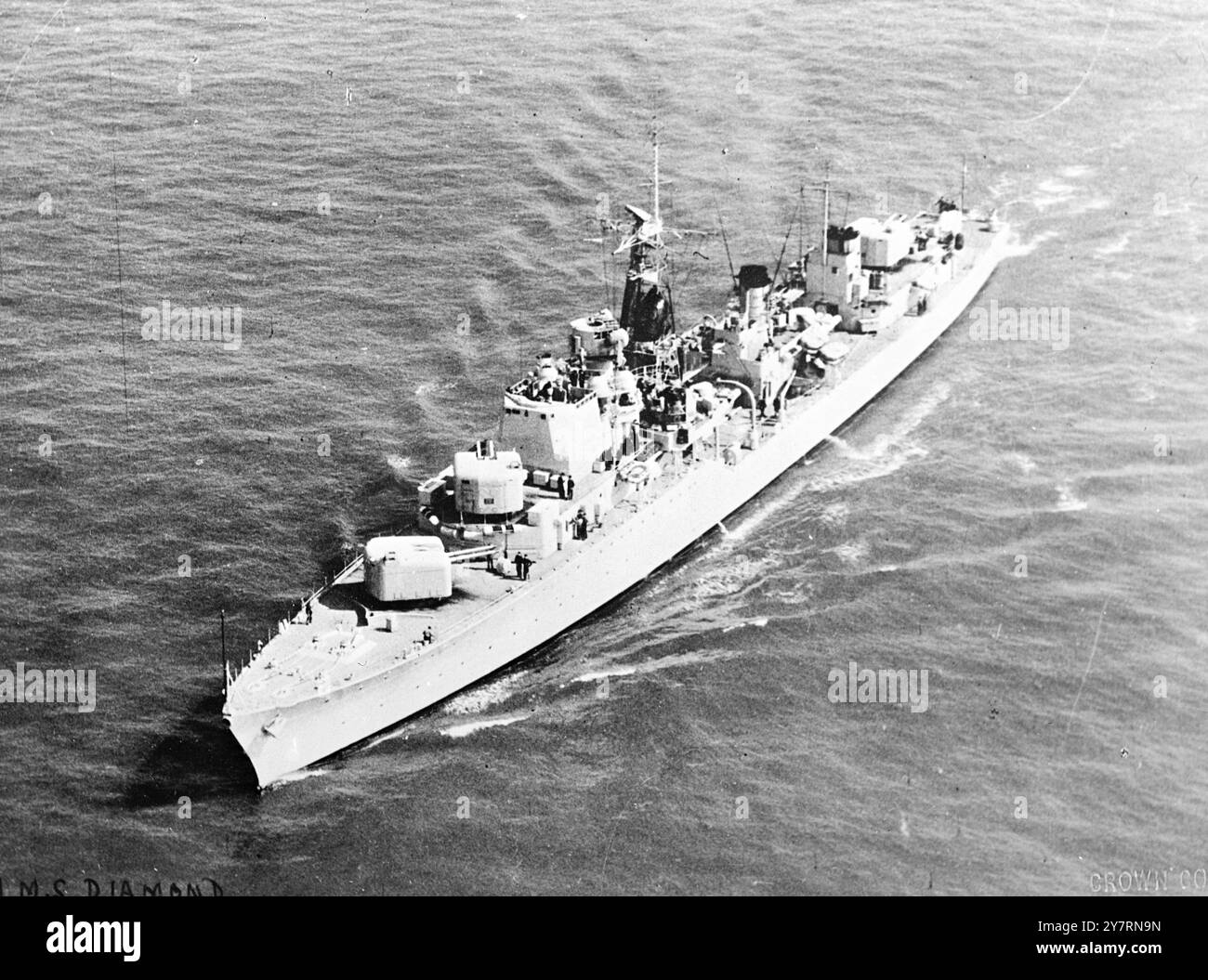 I.N.P. photo shows the destroyer, H.M.S. Diamond, as she appeared before the collision.  International News Photos. Stock Photo