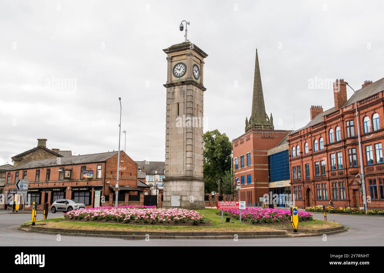 Goole Town Centre showing the clock tower.Goole, East Yorkshire, UK. Stock Photo