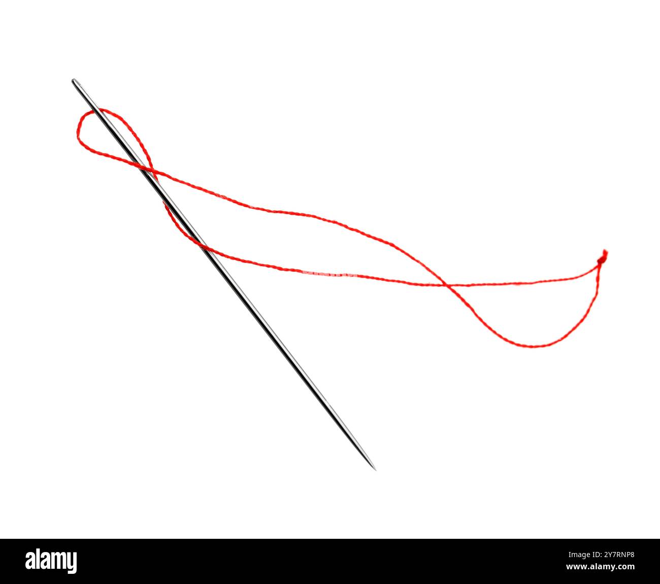 Sewing needle with red thread isolated on white Stock Photo - Alamy