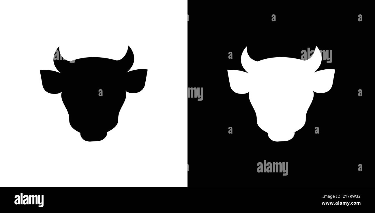 cow head icon vector line logo mark or symbol set collection outline ...