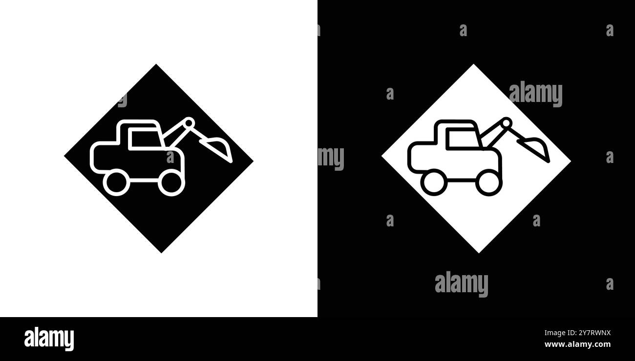 Excavator Icon vector line logo mark or symbol set collection outline ...