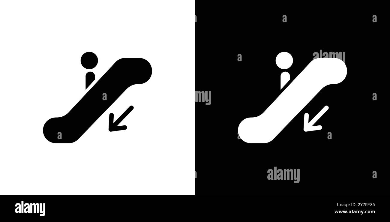 Escalator down icon vector line logo mark or symbol set collection ...