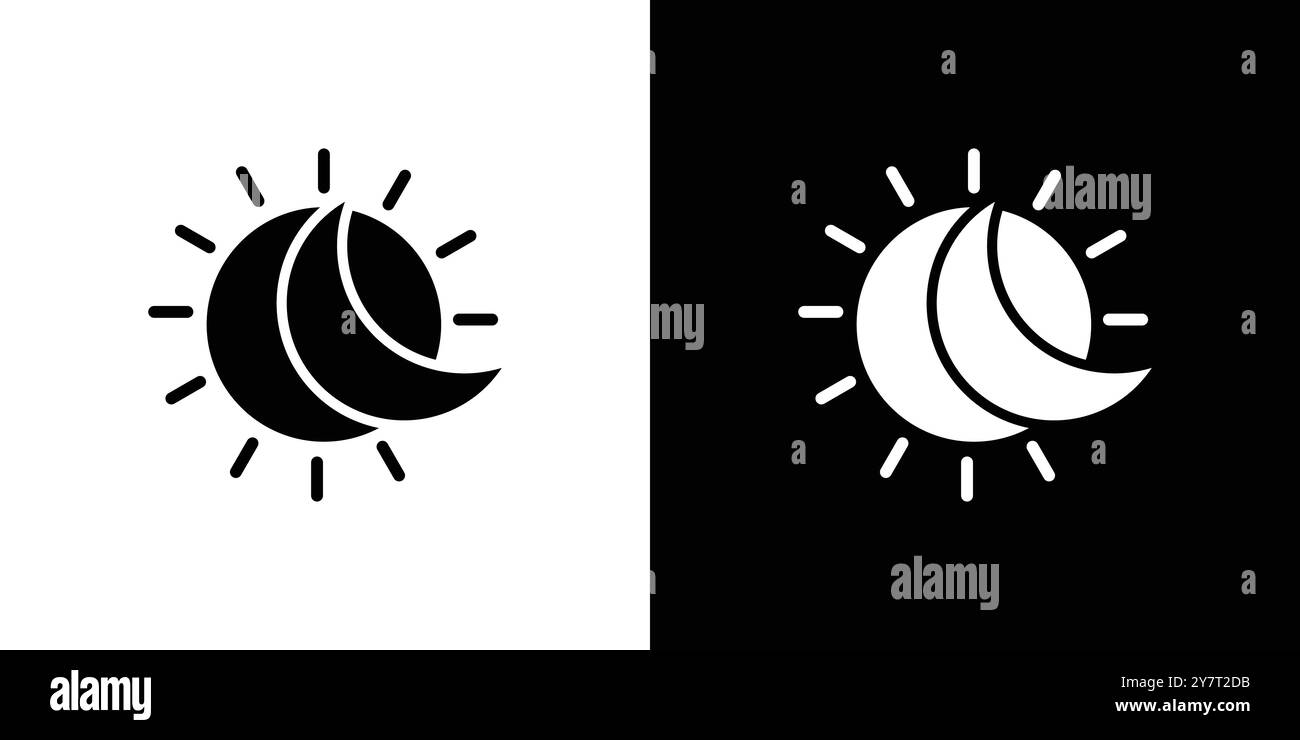 Sun and moon icon vector line logo mark or symbol set collection ...