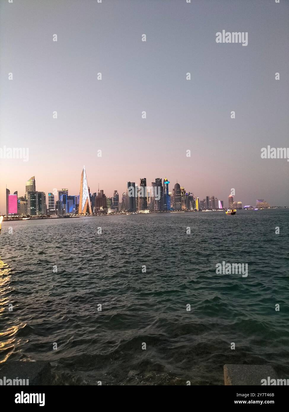 Beautiful Modern Building with Unique Design in West Bay, Doha - Smartphone Captured Stock Image