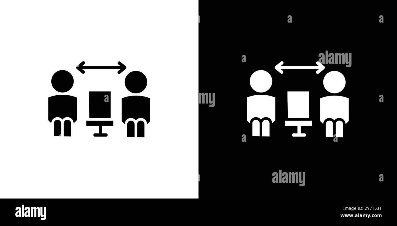 Social distancing sitting icon vector line logo mark or symbol set ...