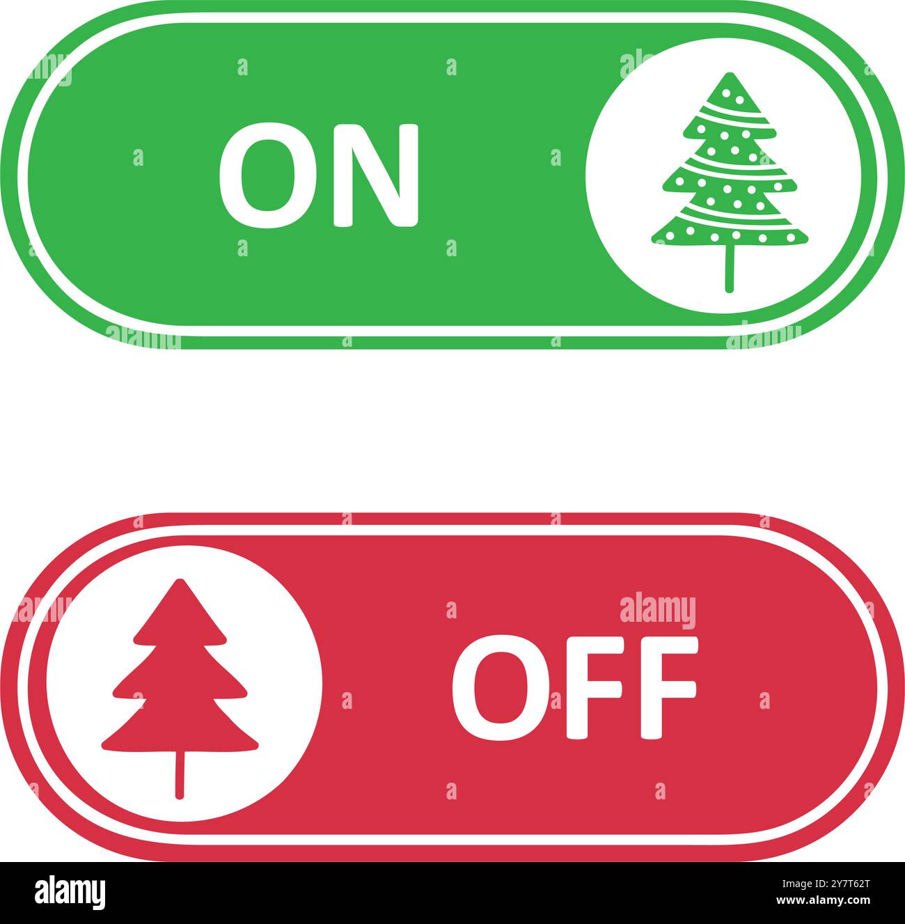 on and off button with christmas tree vector illustration Stock Vector ...