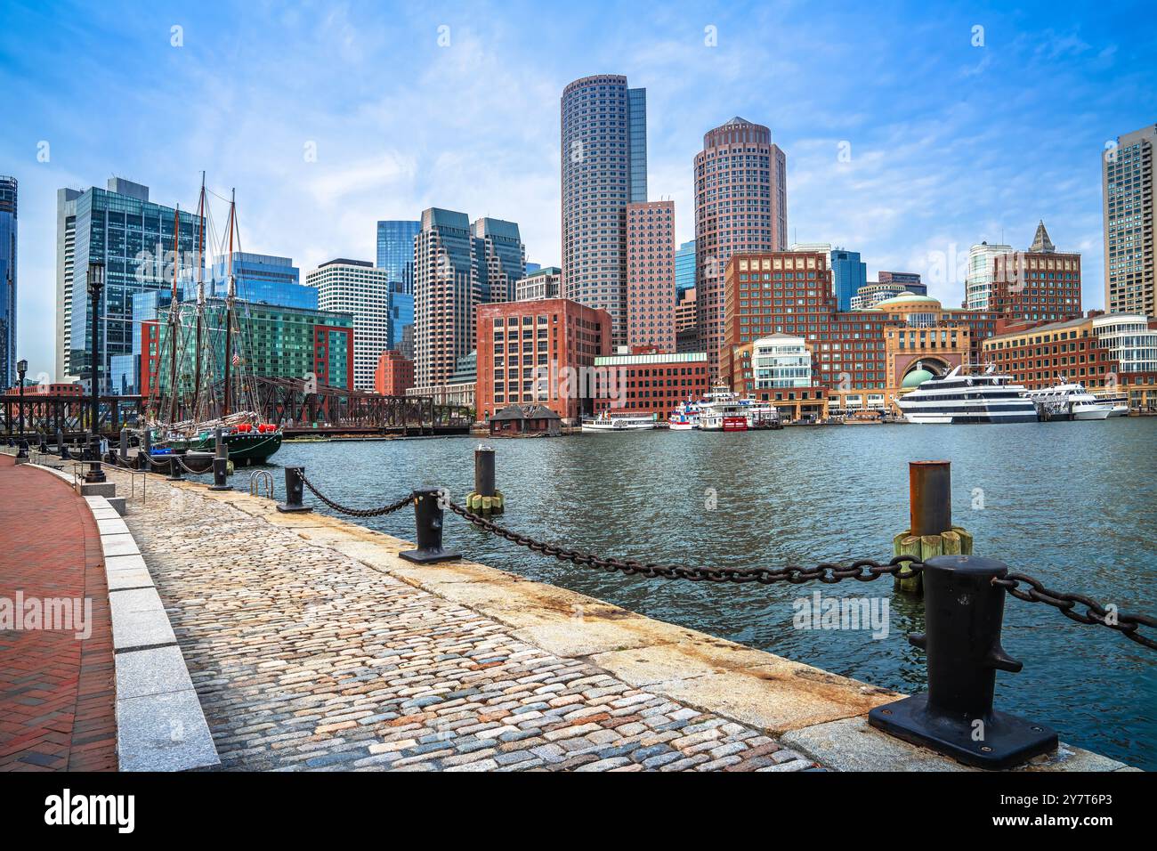 Boston harbor and cityscape skyline view, Massachusetts, USA Stock Photo