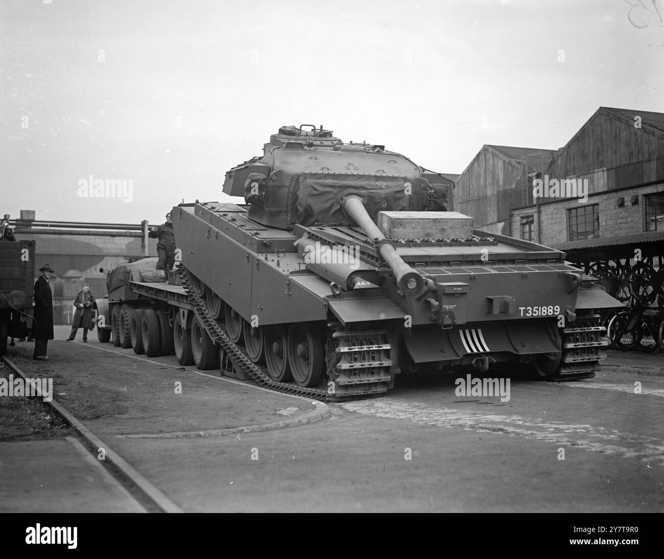 BRITAIN FORGES HER ARMOUR  Turning out Centurions for Britain's legions, now gathering strength in a perilous world situation, is one of the most modern and best-equipped tank arsenals in the world - the Royal Ordnance factory at Barnbow , Leeds, Yorkshire, where these new pictures have just been taken. The 50-ton centurion, Britain's latest fighter vehicle of its kind, is believed to be the only new tank to be produced in quantity by any nation since the end of the war and it is now the standard tank of the Royal Armoured Corps. It is powered by the  ' meteor ' engine, in adaptation of the fa Stock Photo