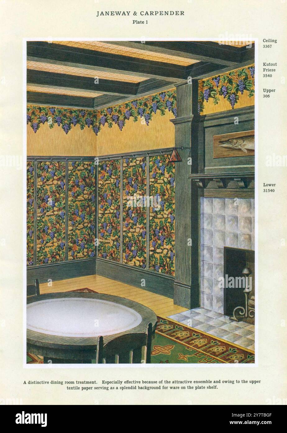 Vintage Trade Catalog for Janeway & Carpenter wallpaper, 1909. Plate 1