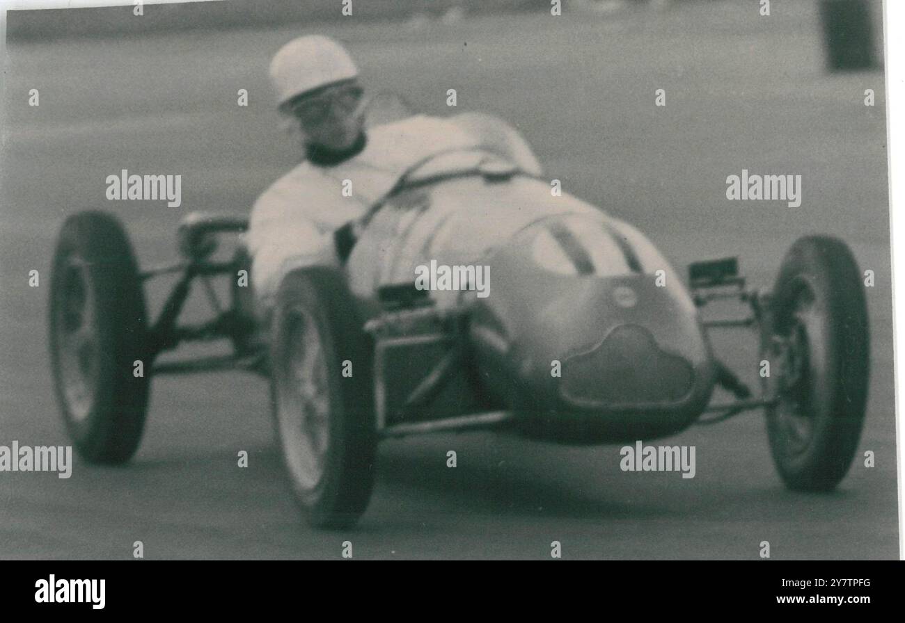 Stirling Moss, 21 year old, Britians youngest racing hope rounding ...