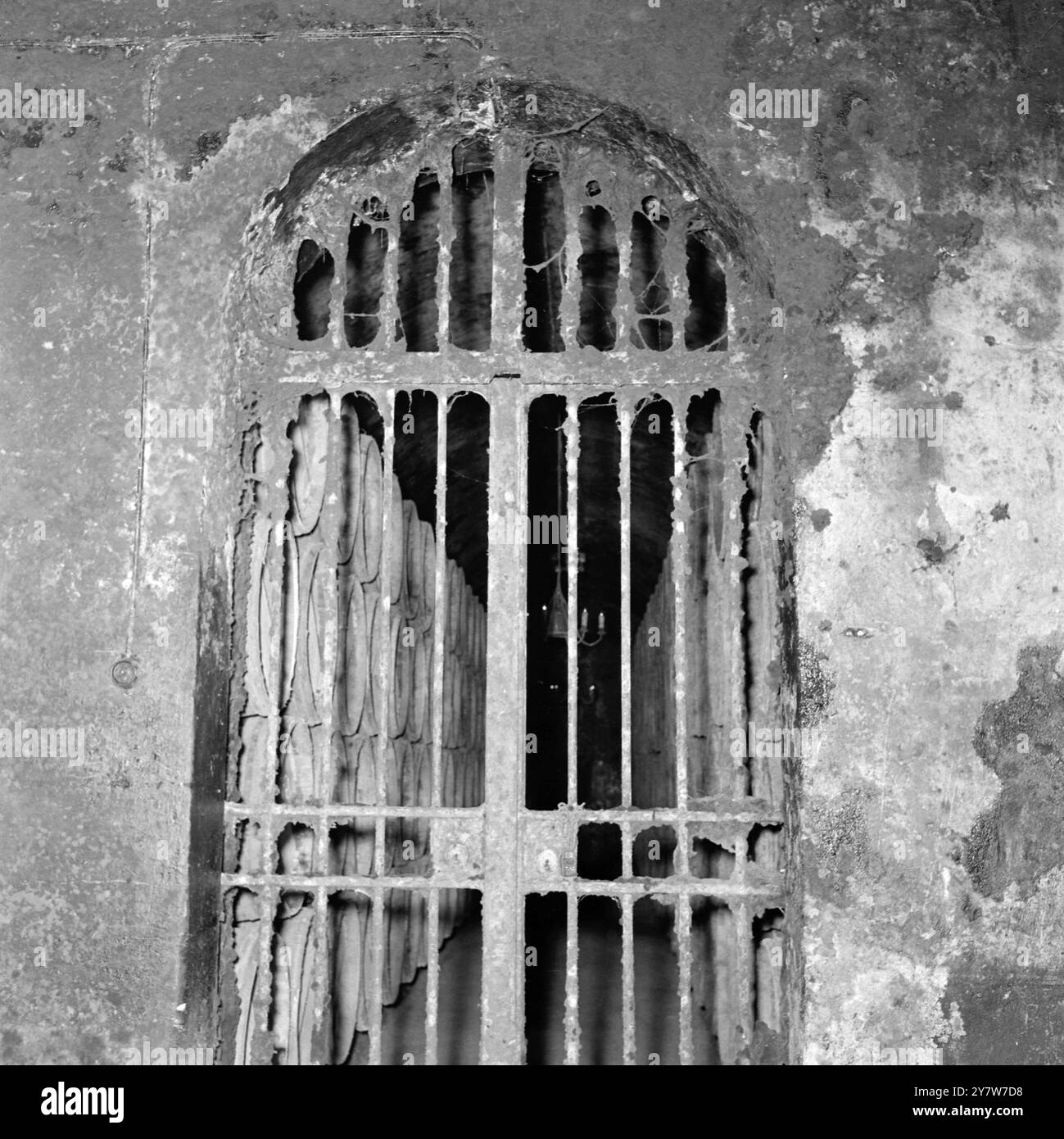 Entrance gate to the storage cellars of Chateau Lafite Rothschild , near Bordeaux, France - 1953 Stock Photo