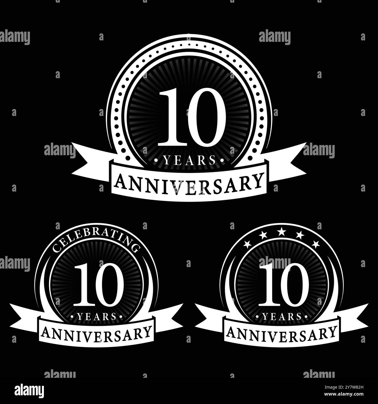 10 years anniversary logo collections. Set of 10th Anniversary logotype template. Vector and illustration. Stock Vector
