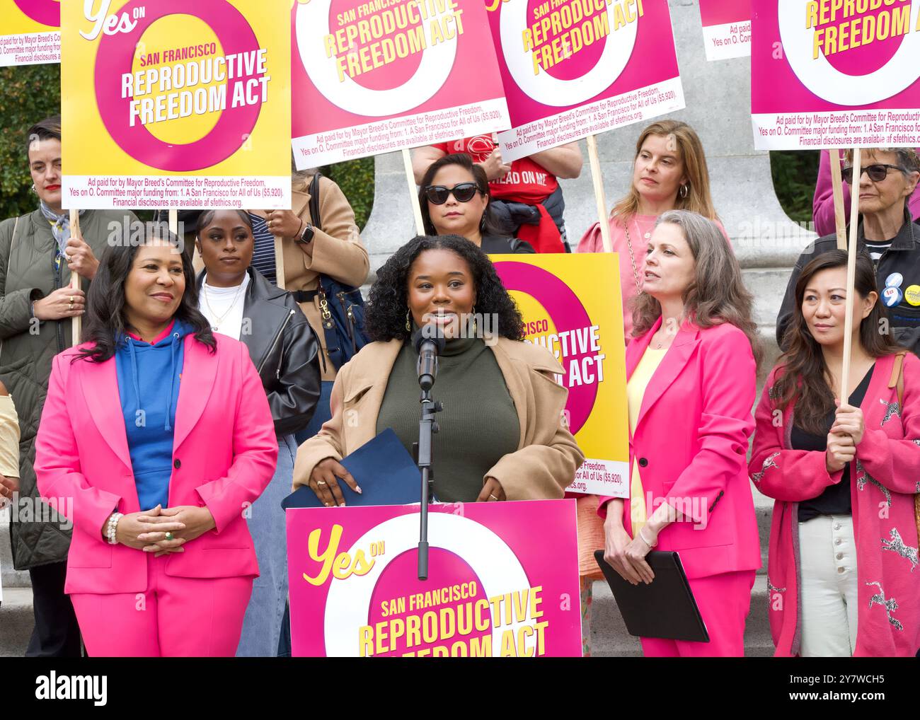 San Francisco, CA - Sept 7, 2024: LaKia Williams speaking at a Yes on ...