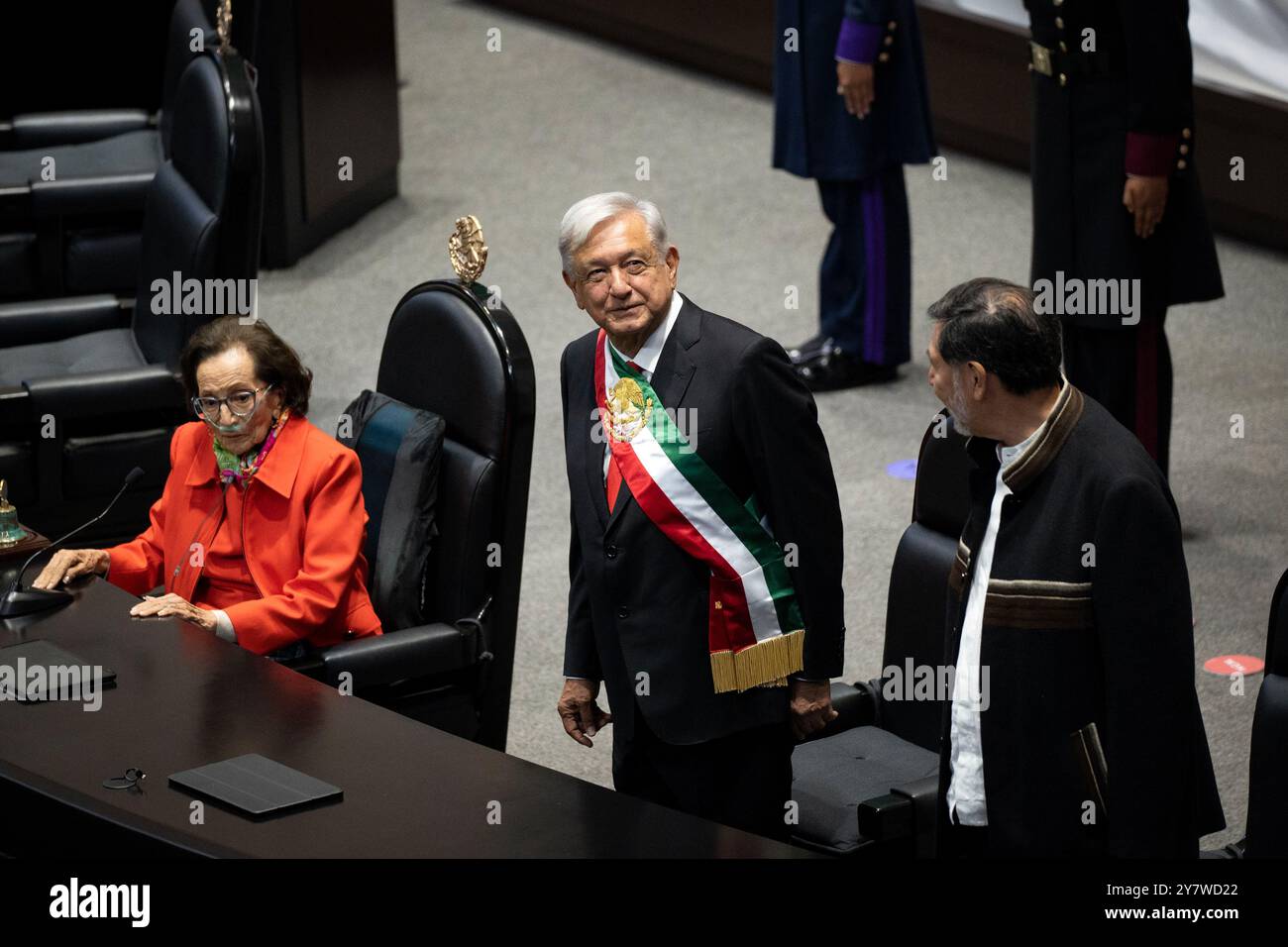 Mexiko Stadt, Mexico. 01st Oct, 2024. The outgoing President of Mexico ...