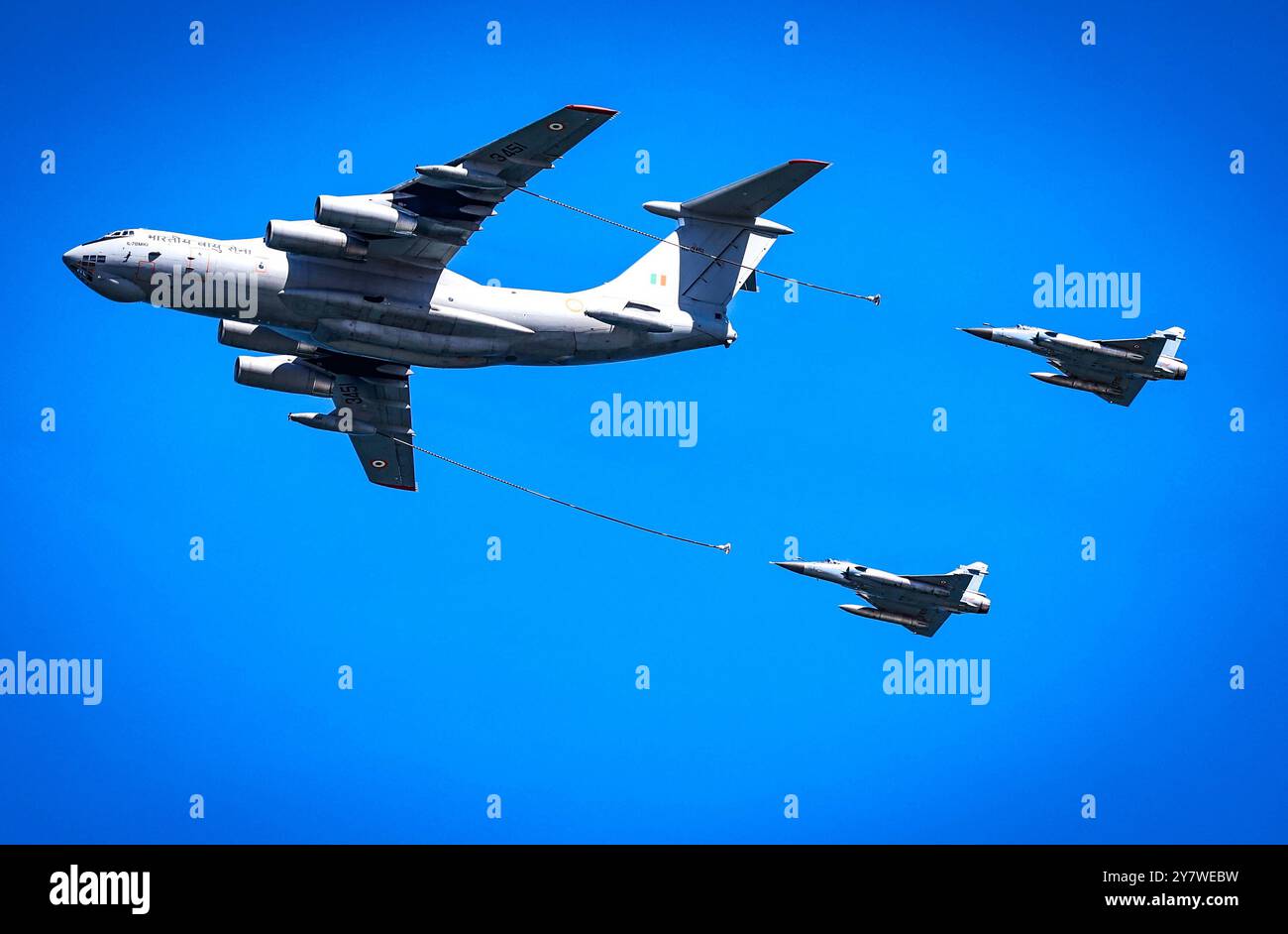 Air Show by IAF October 1, 2024, Marina Beach, Tamil Nadu, INDIA: The Indian Air Force IAF s 92nd Air Adventure Show Chennai Air Show 2024 to be held at Chennai Marina on October 6, 2024, will be joined by top adventure teams like Akash Ganga, Suryakiran and 72 aircraft, a government press release .Ahead of this a Rehearsal has been carried out at Chennai Marina Beach Credit Image: Seshadri Sukumar/ZUMA Press Wire Marina Beach Chennai INDIA Copyright: xSeshadrixSukumarx Stock Photo