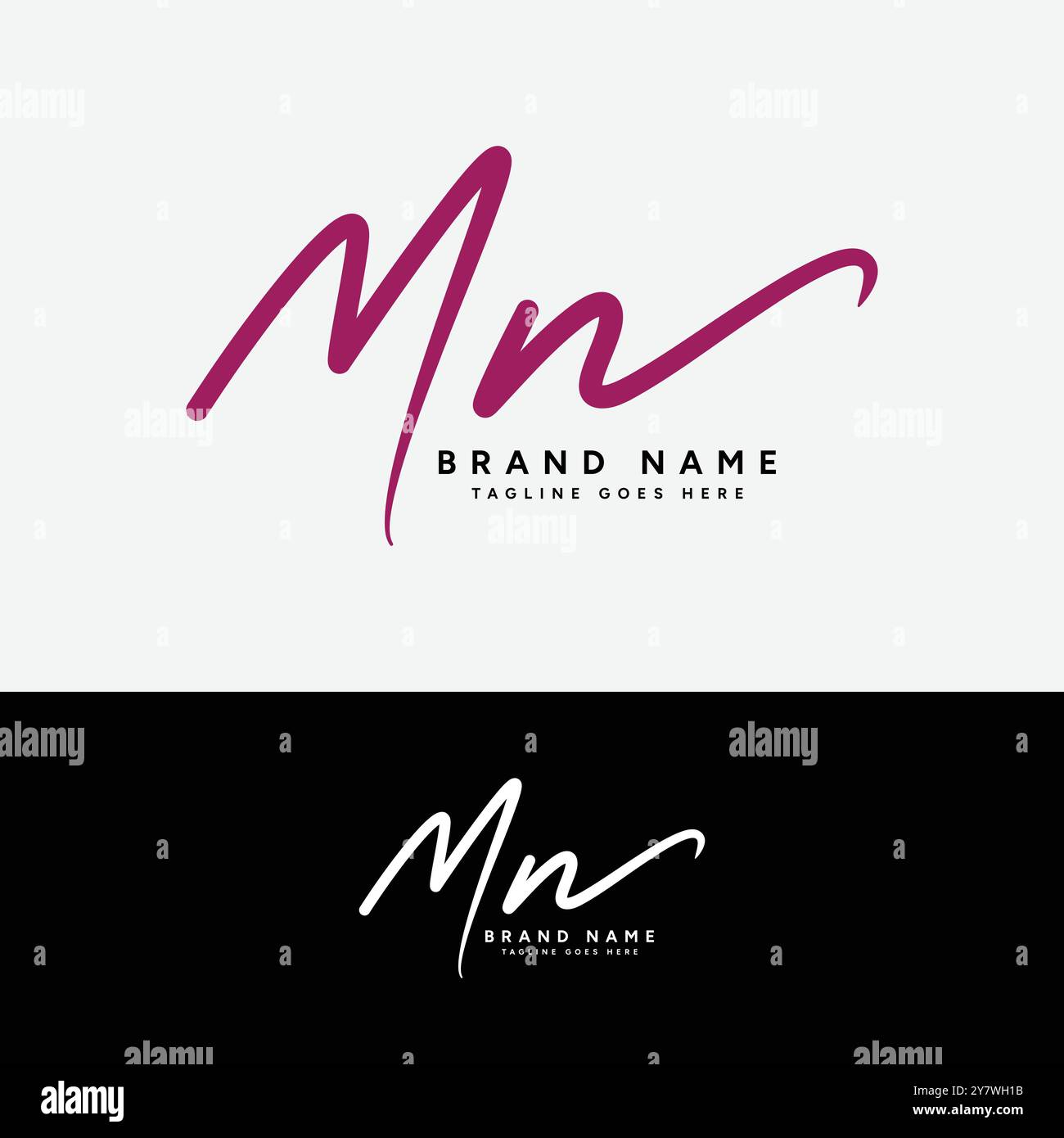 M, N, MN Initial letter logo. Alphabet MN Handwritten Signature logo Stock Vector