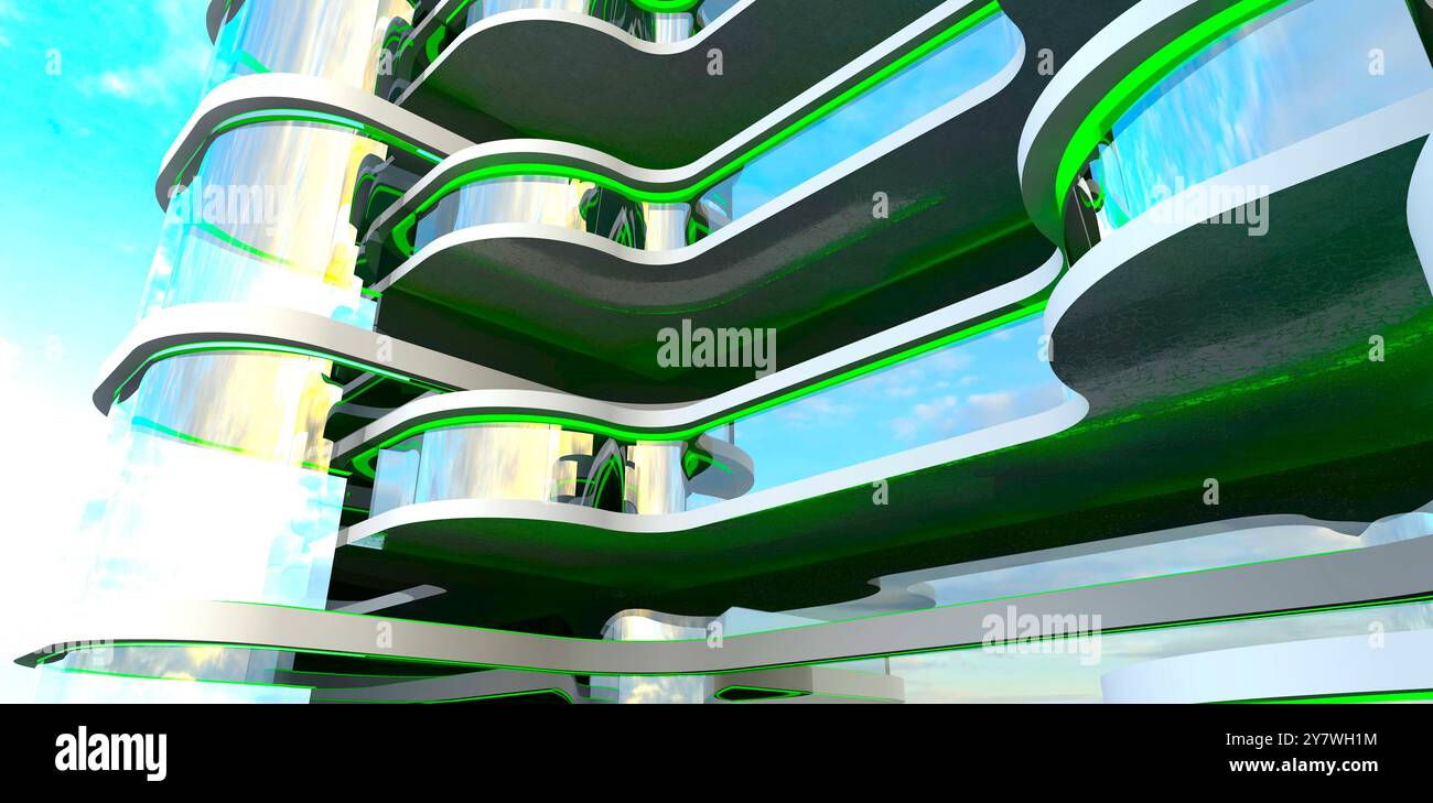 Design of a luxury residential complex facade featuring cantilevered ...