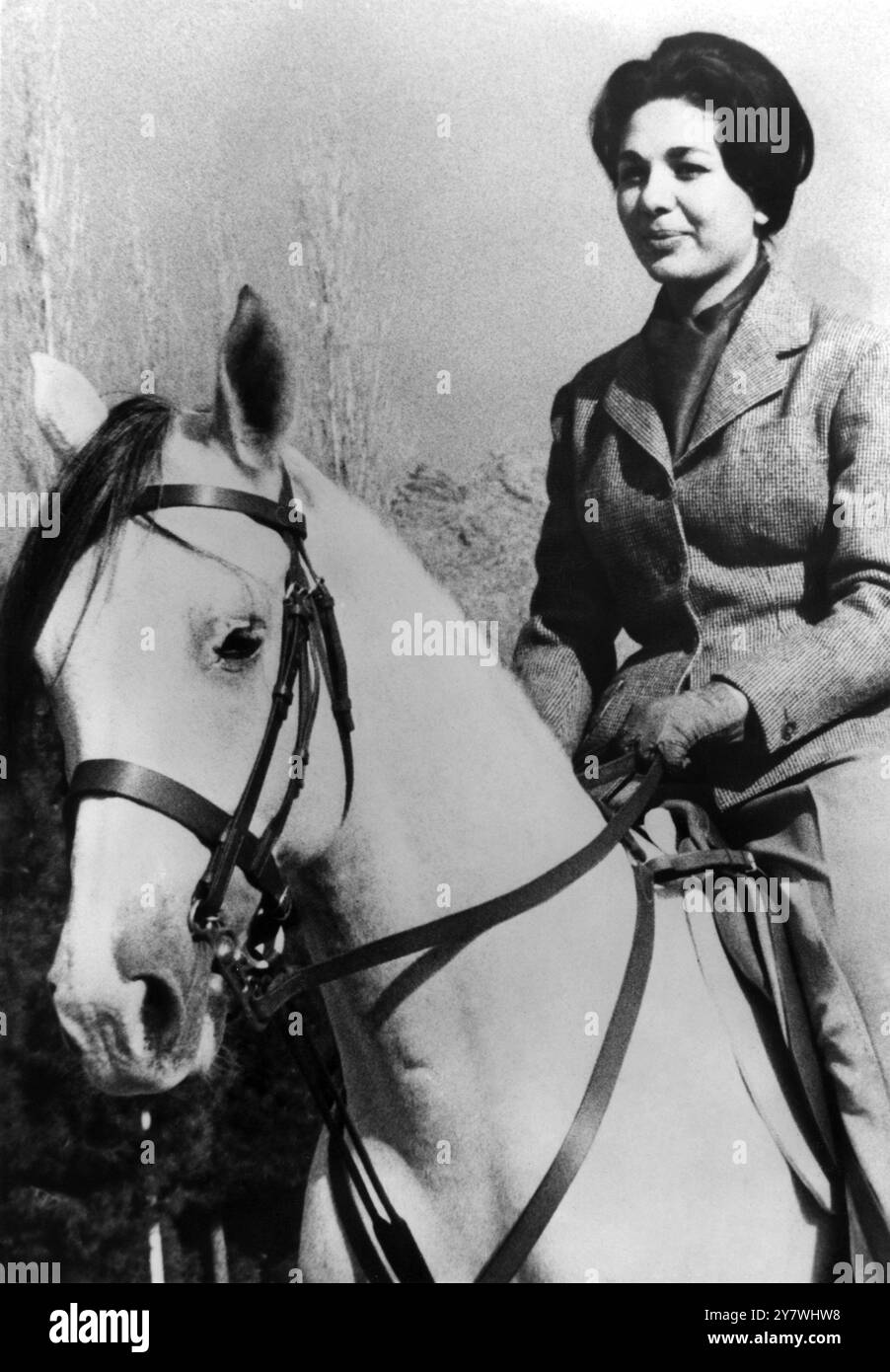 Miss Farah Diba out horse riding on the day before she marries The Shah ...