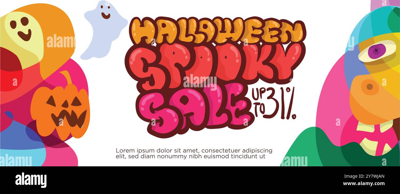happy halloween banner concept. abstract geometric liquid form. monster ...