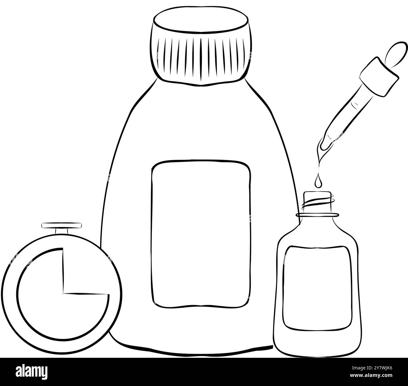 Skin Care Packaging Skin Care Component, Vector Line. Skin care packaging serum. Stock Vector