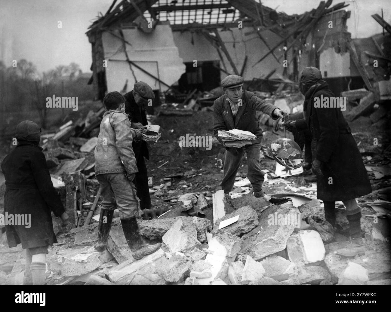 Home Front 1940 Salvaging school books at a bombed Northfleet school ...