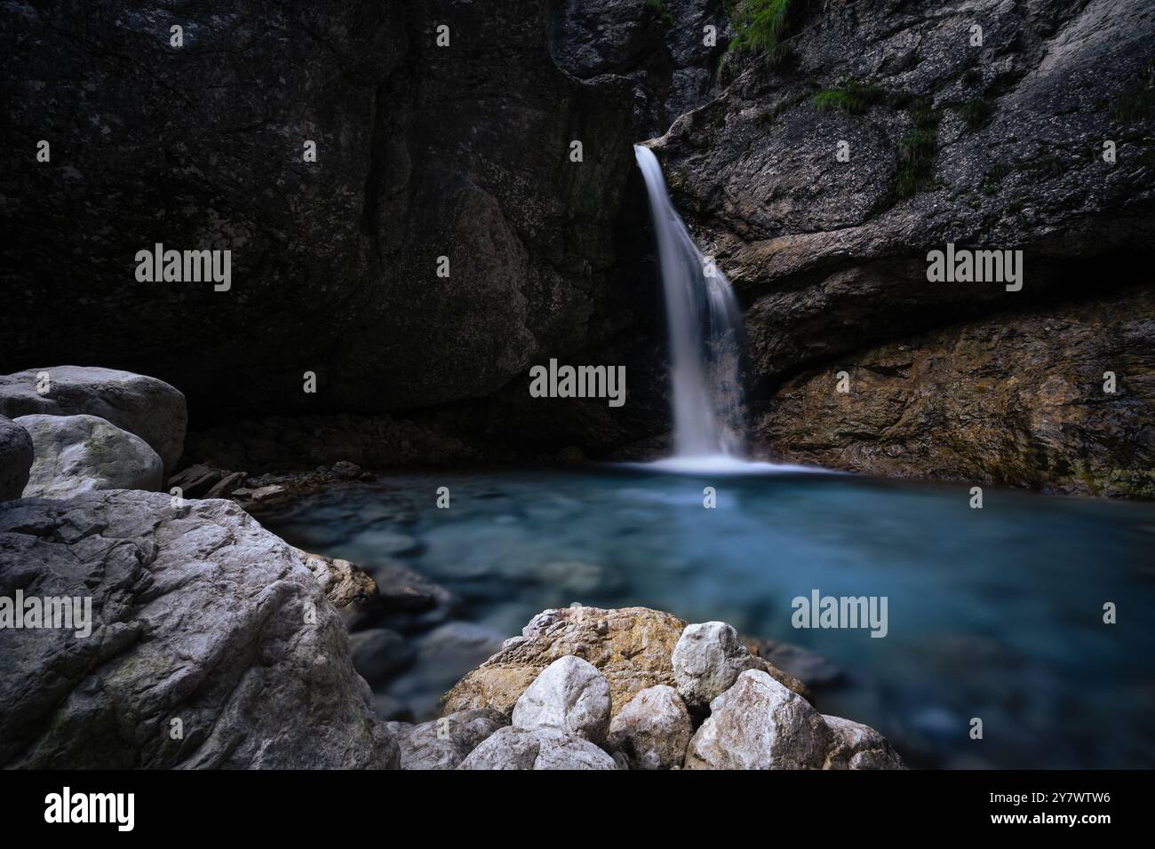 The incredible waterfall in the wild nature and beauty of pure and cold ...