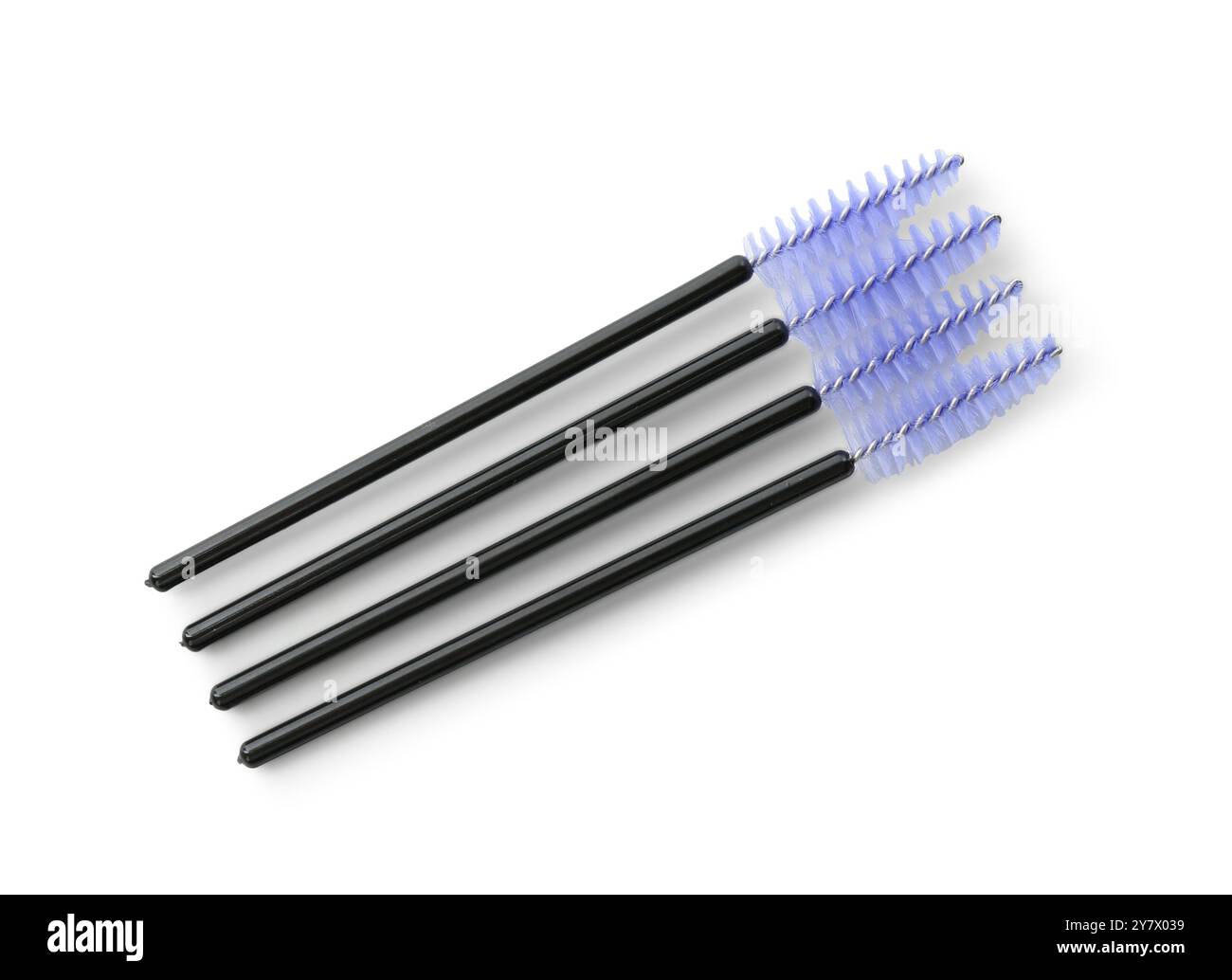 Disposable makeup brushes isolated on white, top view Stock Photo