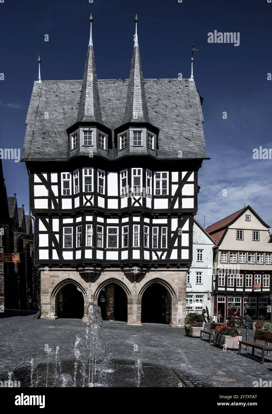 Town hall of Alsfeld on the market square, Hesse, Germany Stock Photo ...