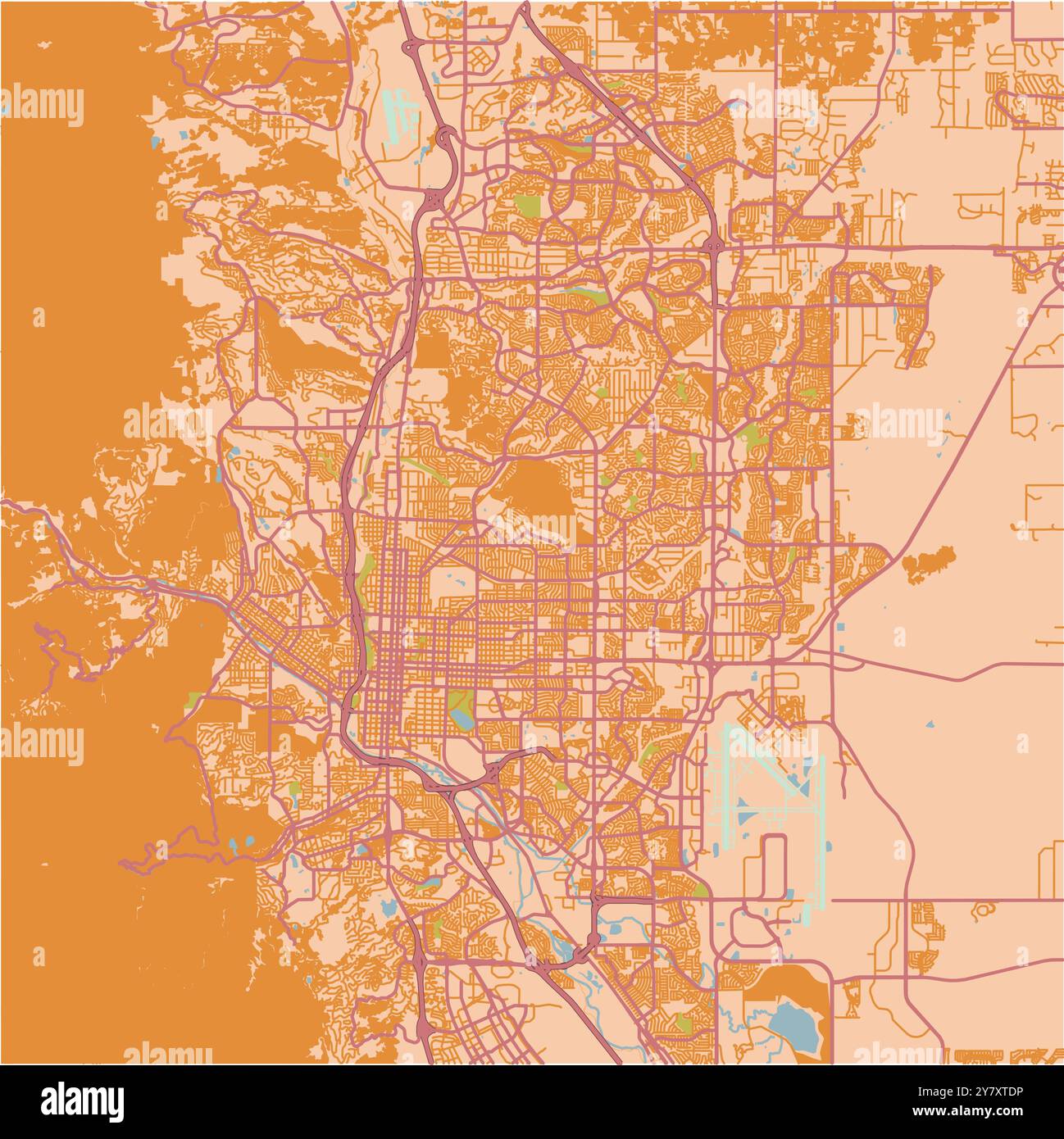 Map of Colorado Springs in Colorado in a sandy theme. Contains layered vector with roads water, parks, etc. Stock Vector
