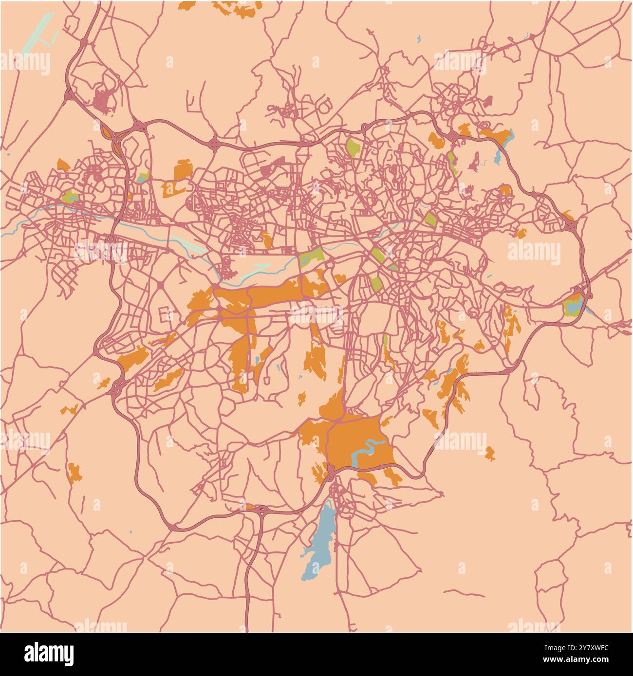 Map of Ankara in Turkey in a sandy theme. Contains layered vector with ...