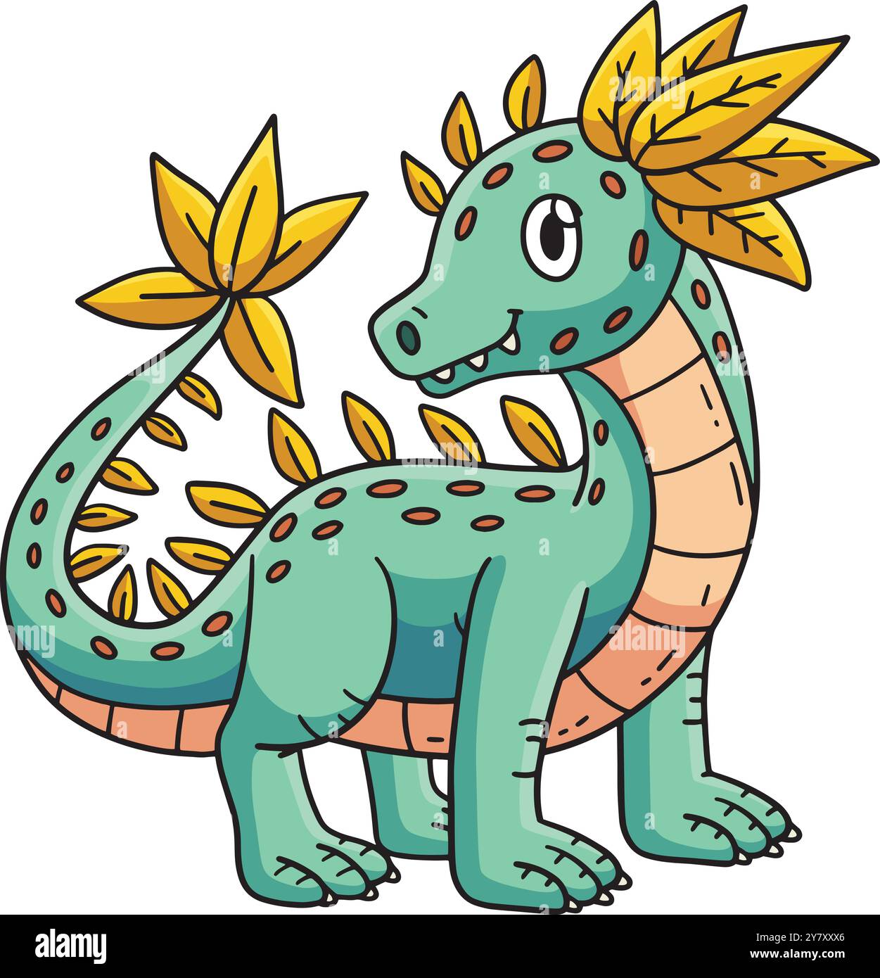 Dragon Leaf Cartoon Colored Clipart Illustration Stock Vector Image ...