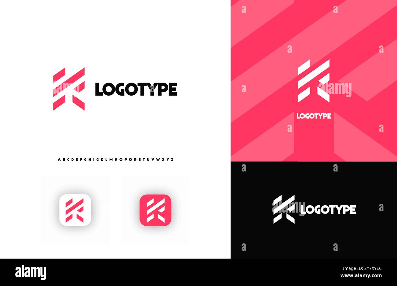 Bold diagonal stripes creating geometric shapes letter R logo for ...