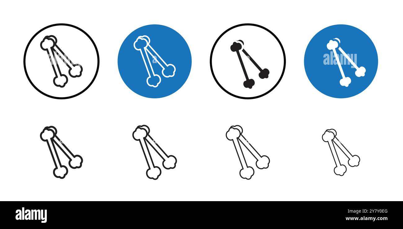 Bones icon Black line art vector in black and white outline set ...