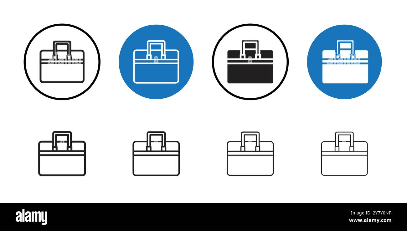 Briefcase icon (3) Black line art vector in black and white outline set ...