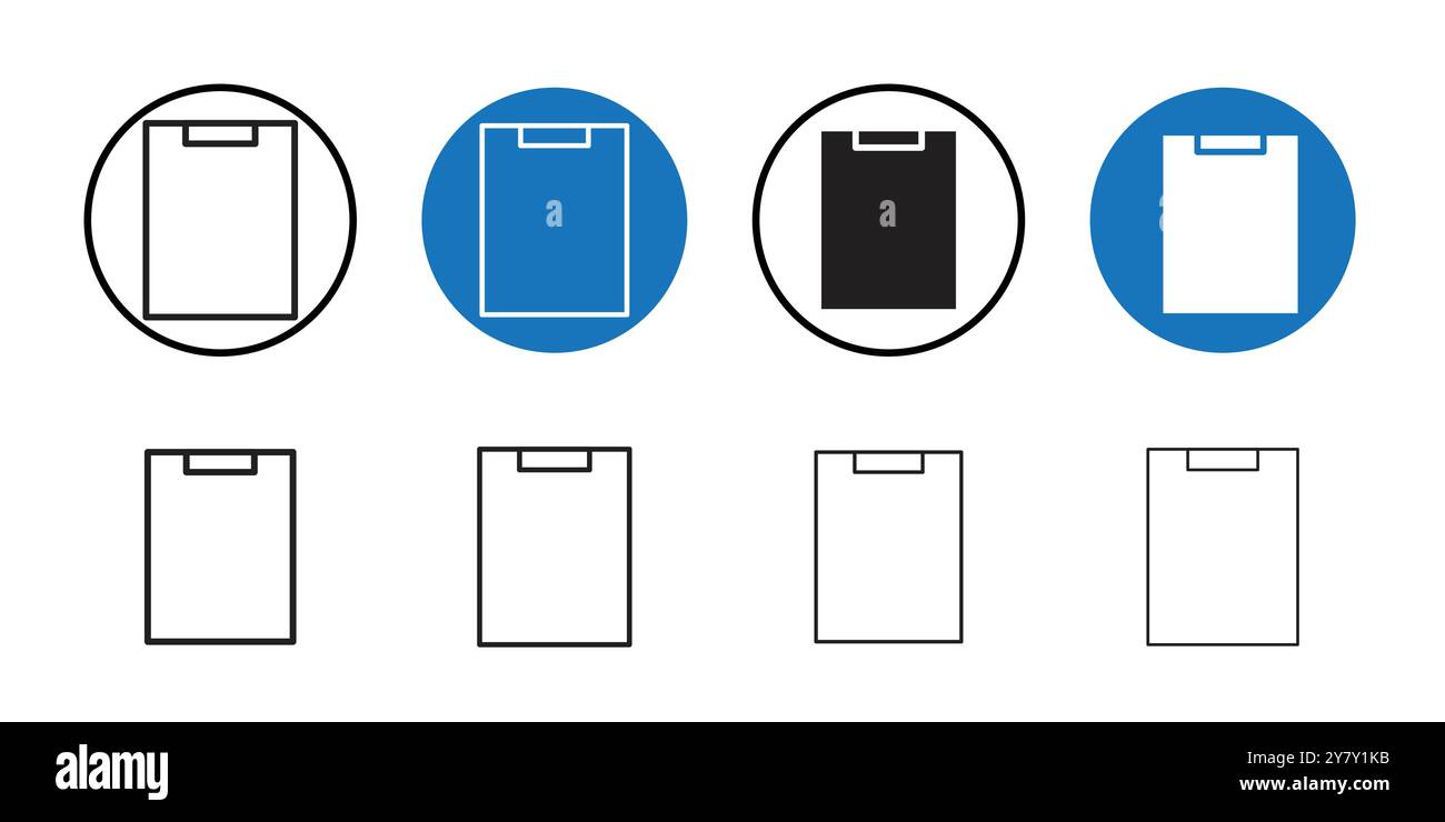Clipboard icon Black line art vector in black and white outline set ...