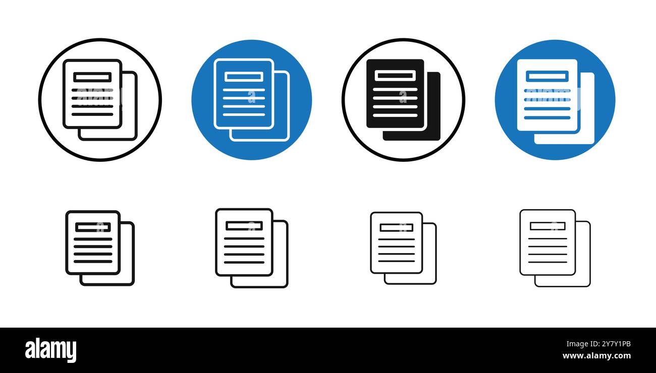 Copy icon Black line art vector in black and white outline set ...