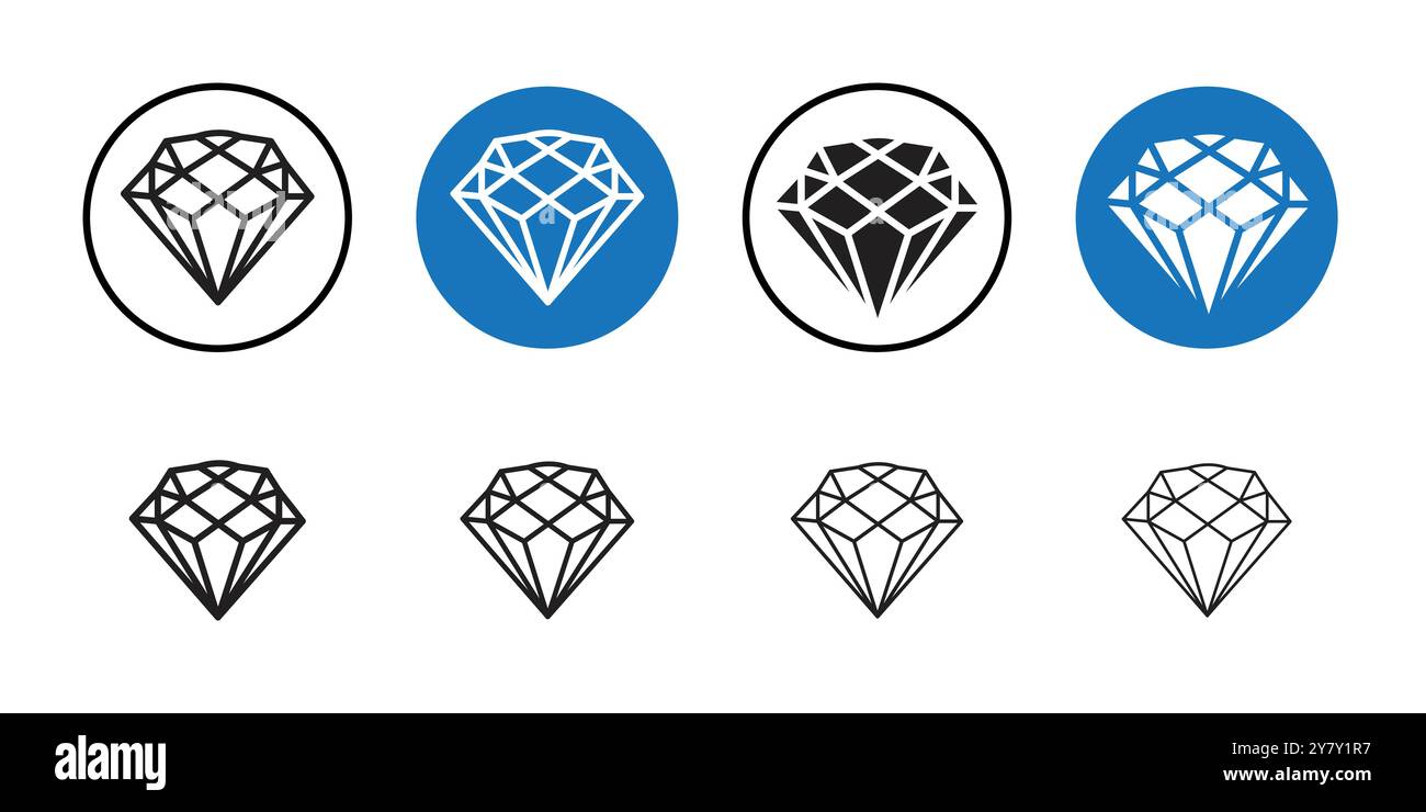 Diamond icon (2) Black line art vector in black and white outline set ...