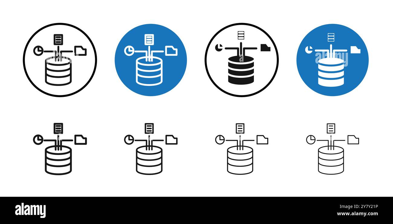 Database icon (2) Black line art vector in black and white outline set ...