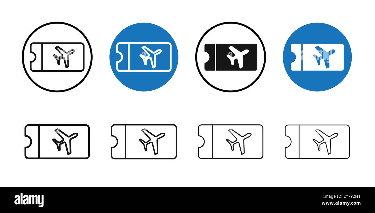 Flight tickets icon Black line art vector in black and white outline ...