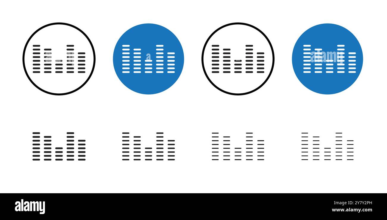 Equalizer icon Black line art vector in black and white outline set collection sign Stock Vector